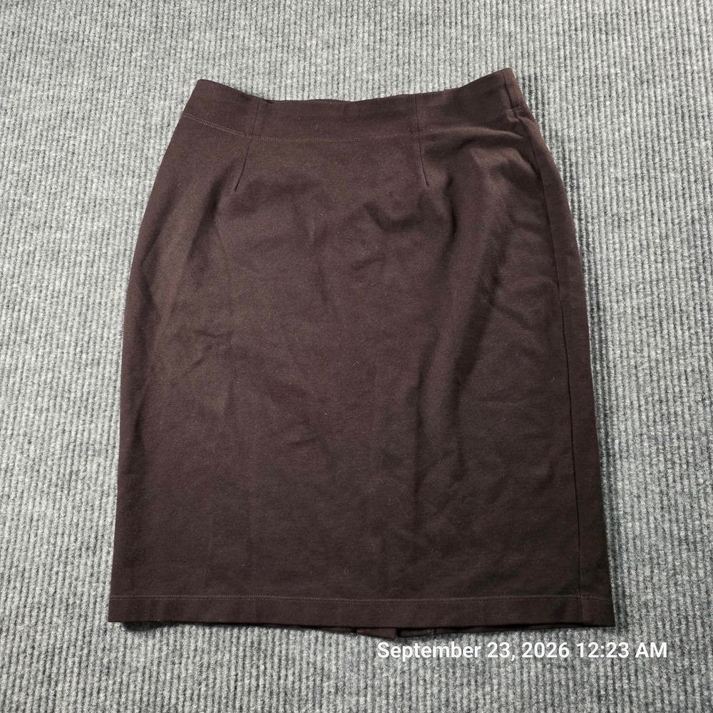 Eileen Fisher Womens Brown Italian Fabric Pencil Skirt Size M Knee Length Vent